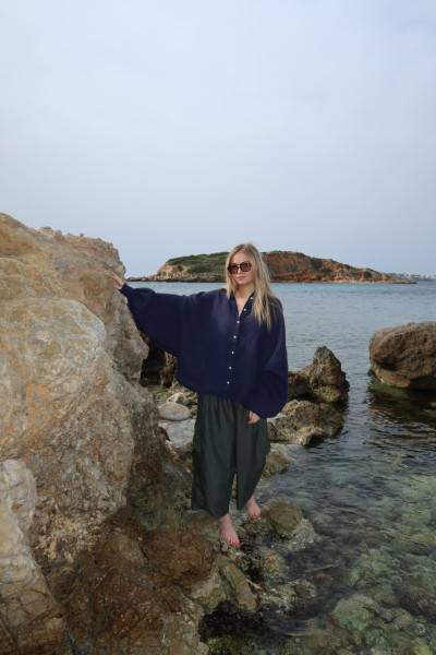 Sosue Bluse Antonia Linen navy 2025