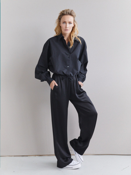 Sosue Bluse Antonia Short Draw String Black Online