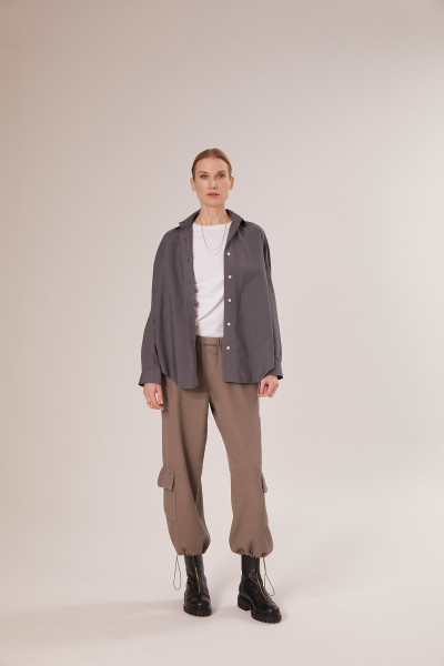 Sosue Bluse Boyfriend Anthrazit Tägliche Deals