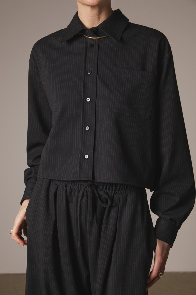 Sosue Pinstripe Blouse Black Clearance-Verkauf