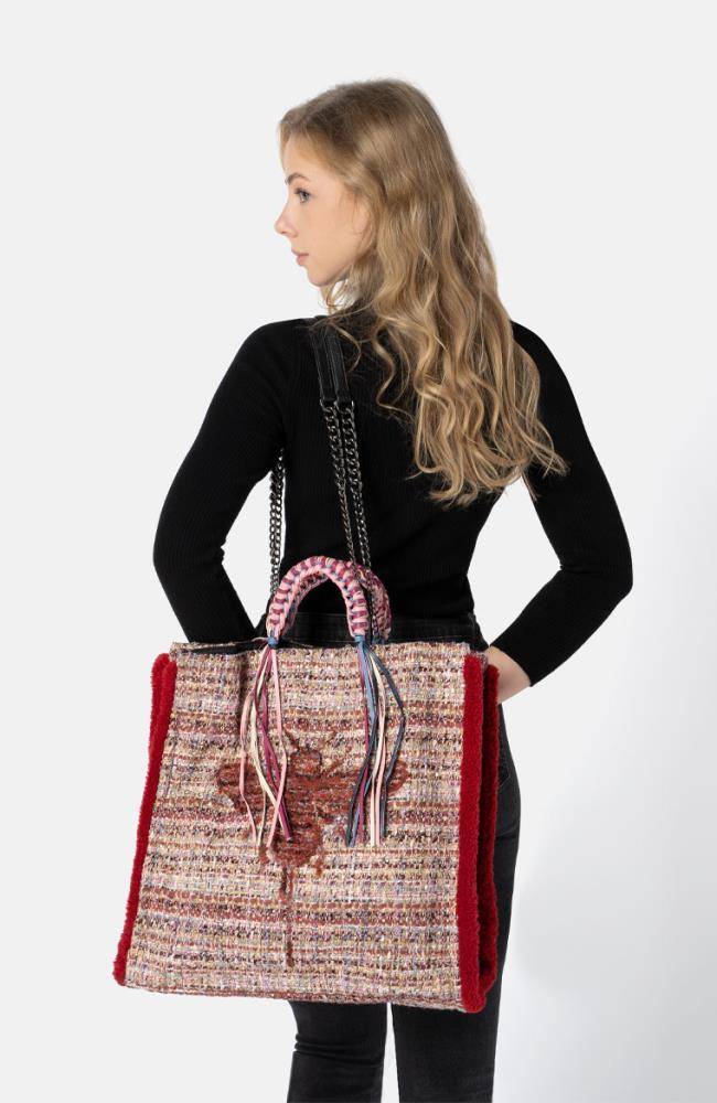Stuff Maker Bouclé-Handbag in Bordeaux